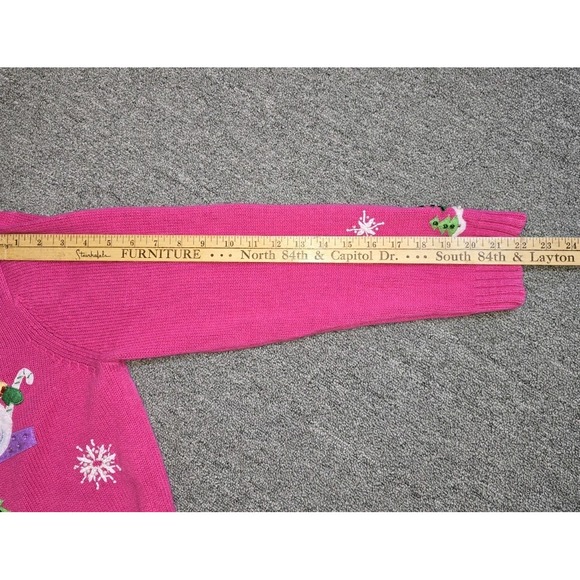Tiara International Christmas Collection VTG Pink Snowman Sweater Cardigan - Picture 9 of 10